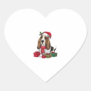 Funny Basset Hound Hund WeihnachtsOutfits Weihnach Herz-Aufkleber