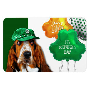 Funny Basset Hound St. Patrick's Day Geschenk Magnet