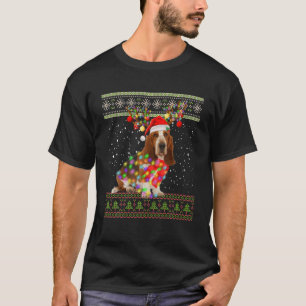 Funny Basset Hound Ugly Christmas Lights Sweater M T-Shirt