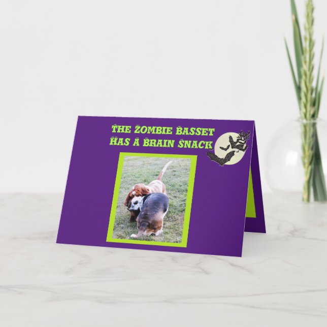 Funny Basset Hound Zombie Halloween Card Karte (Vorderseite)