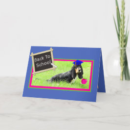 Funny Basset on Back to School Card w/Apple Karte