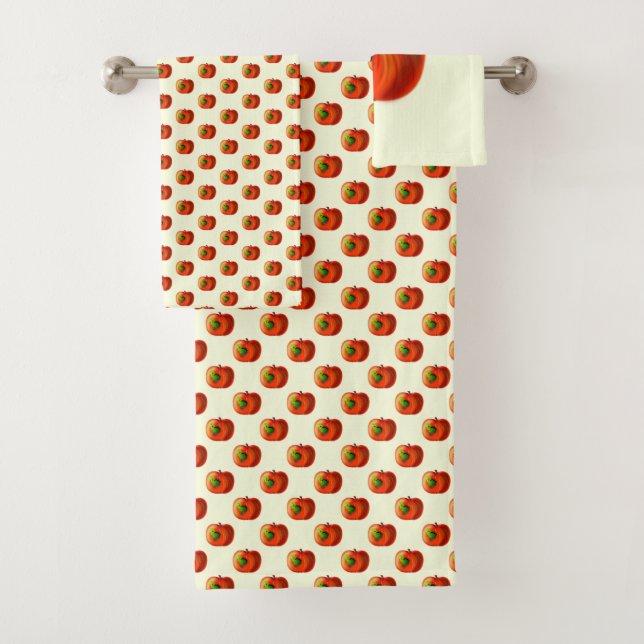 Funny Bath Handtücher mit Happy Worm in Red Apple (Insitu)