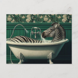 Funny Bathtub Zebra Postcard Postkarte