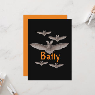 Funny Batty Vintag Bats Schwarz und Orange Karte