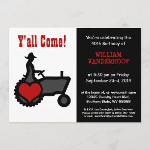 Funny Bauer auf Traktor Geburtstagsparty Einladung