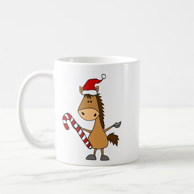 Funny Bay Horse in Santa Hat Christmas Kaffeetasse (Links)