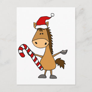 Funny Bay Horse in Weihnachtsmannmütze Weihnachten Postkarte