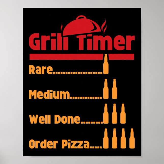 Funny Bbq Beer Bottles Grill Timer For Ckyard Rbec Poster (Vorne)