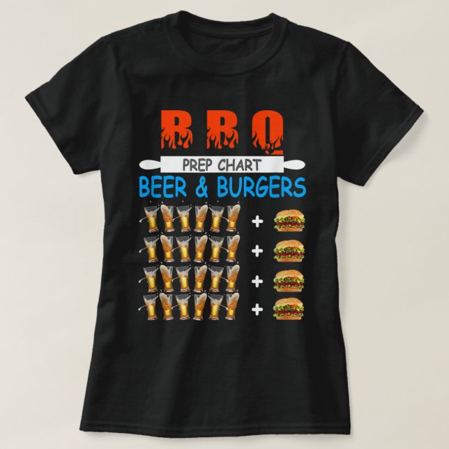 Funny BBQ Beer to Burger Ratio Conversion Prep Cha T-Shirt (Design vorne)