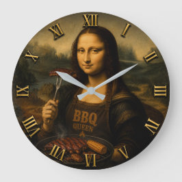 Funny BBQ Mona Lisa Große Wanduhr