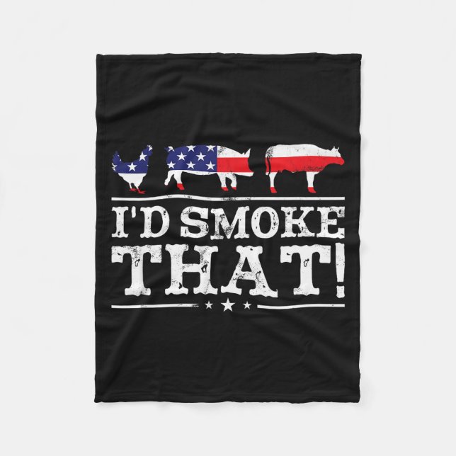 Funny Bbq Shirt I'd Smoke That Meat Tmaster Grill  Fleecedecke (Vorderseite)