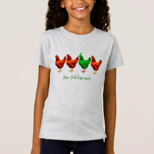 Funny Be Different Green Martian Alien Huhn T-Shirt