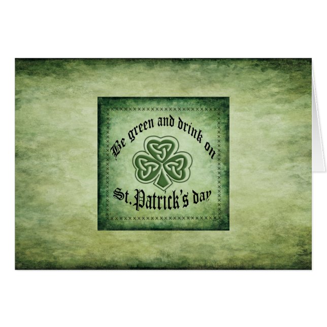 Funny "be green and drink on" irisches Kleeblatt (Vorderseite (Horizontal))