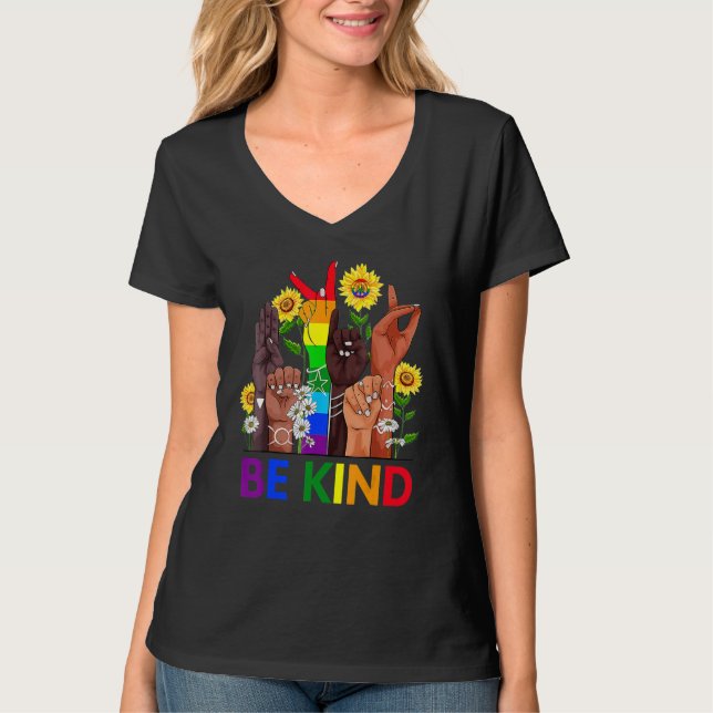 Funny Be Kind Sign Language Hand Talking Teachers  T-Shirt (Vorderseite)