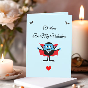 Funny Be mein Valentine Cartoon Vampire Bat Name Feiertagskarte