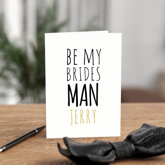 Funny Be My Bridesman Vorschlag Trauzeuge Card Einladung (A modern Be My Bridesman folded proposal card with space for a name and greeting inside)