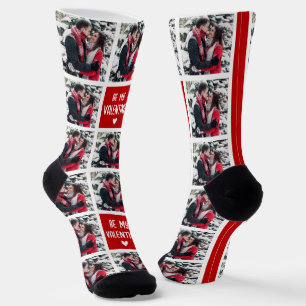 Funny Be My Valentine Foto Grid Socken