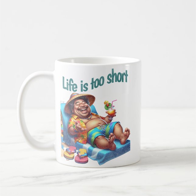 Funny Beach Bum Life ist zu kurzer Zitat-Spaß Kaffeetasse (Links)
