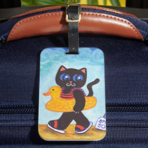 Funny Beach Cat Vacation Gepäckstück Tag Geschenk Gepäckanhänger