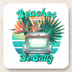 Funny Beach Classic Car Retro Sunset Getränkeuntersetzer