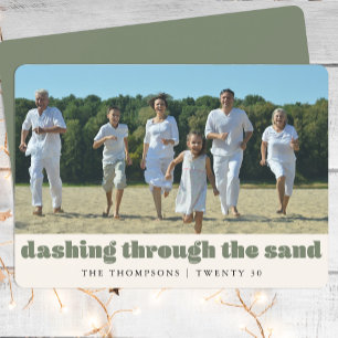 Funny Beach Custom Family Foto Green Feiertagskarte