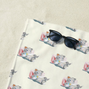 Funny Beach Handtuch mit Baby Cats