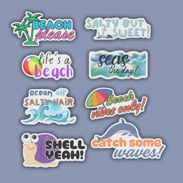 Funny Beach Themed Set Wasserdicht Aufkleber (Von Creator hochgeladen)