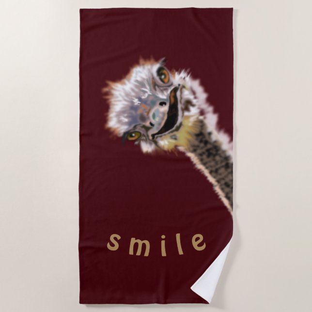 Funny Beach Towel Happy Ostrich - Farbe wählen Strandtuch (Vorderseite)
