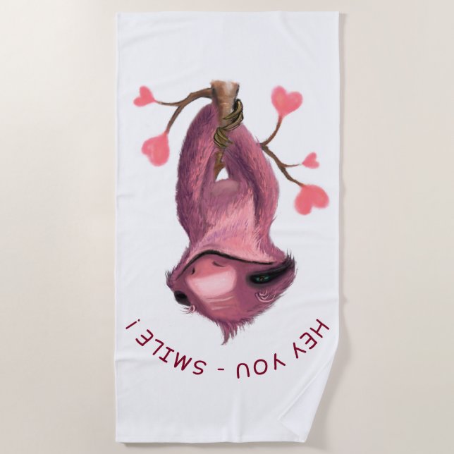Funny Beach Towel Playl Sloth Smile - Benutzerdefi Strandtuch (Vorderseite)