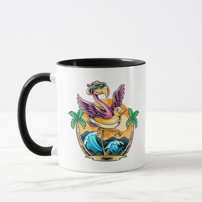 Funny Beach Tropical Flamingo Tasse (Links)