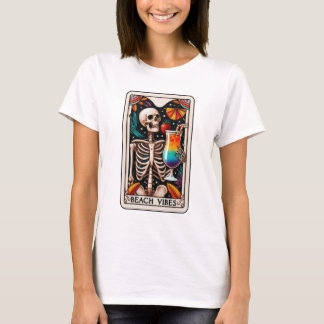 Funny Beach Vibes Skeleton Tarot T-Shirt