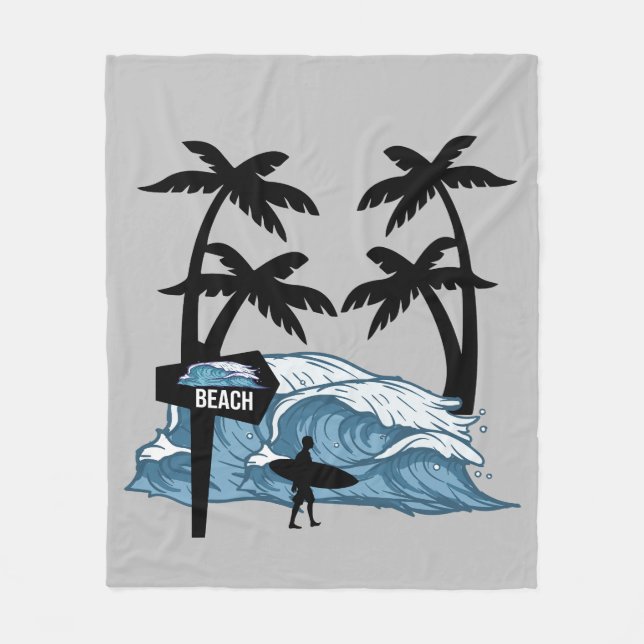 Funny Beach Wave Fleecedecke (Vorderseite)
