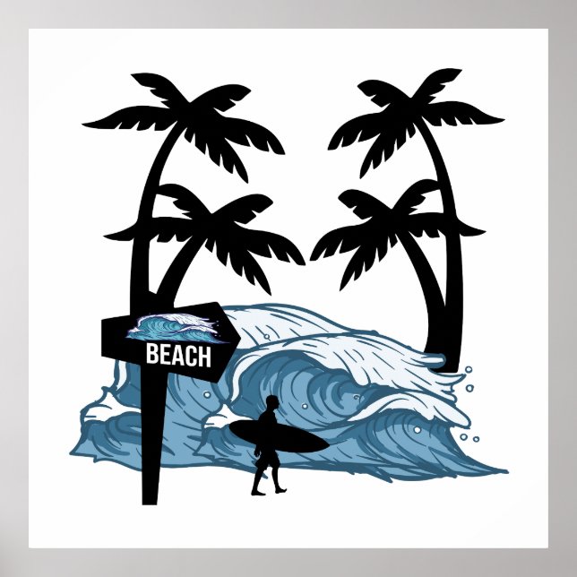 Funny Beach Wave Poster (Vorne)