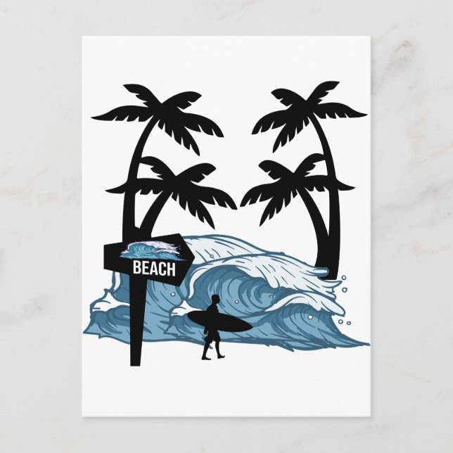 Funny Beach Wave Postkarte (Vorderseite)