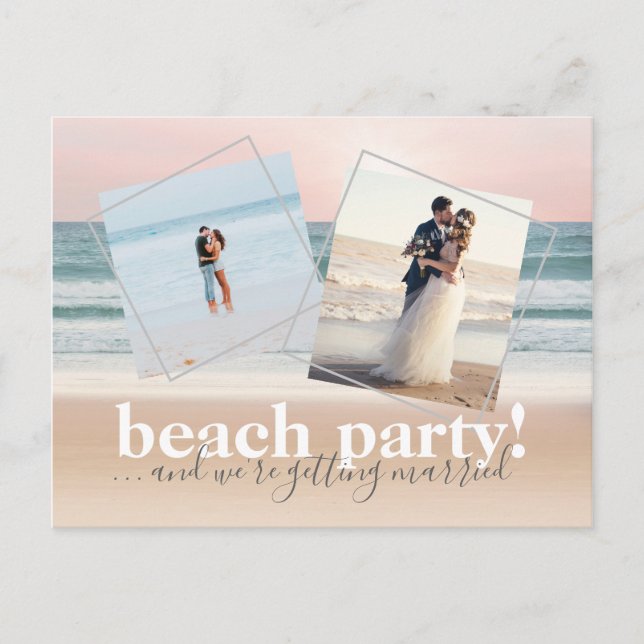 Funny Beach Wedding Foto Horizontal Save the Date Ankündigungspostkarte (Vorderseite)