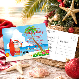 Funny Beach Weihnachten Party Einladung Postcard Postkarte