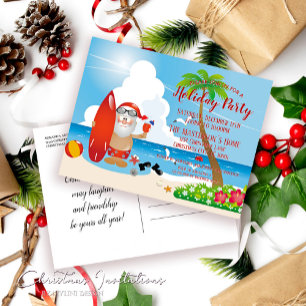 Funny Beach Weihnachten Party Einladung Postcard Postkarte