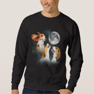 Funny Beagle Dog drei Beagle auf dem Mond Sweatshirt