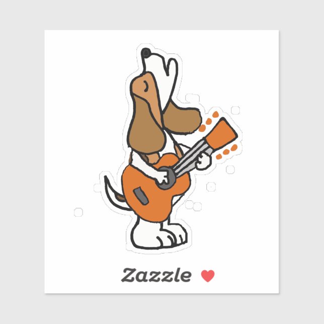 Funny Beagle Dog singen und Gitarre spielen Aufkleber (Blatt)