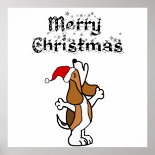 Funny Beagle Dog singen Weihnachtslieder Poster