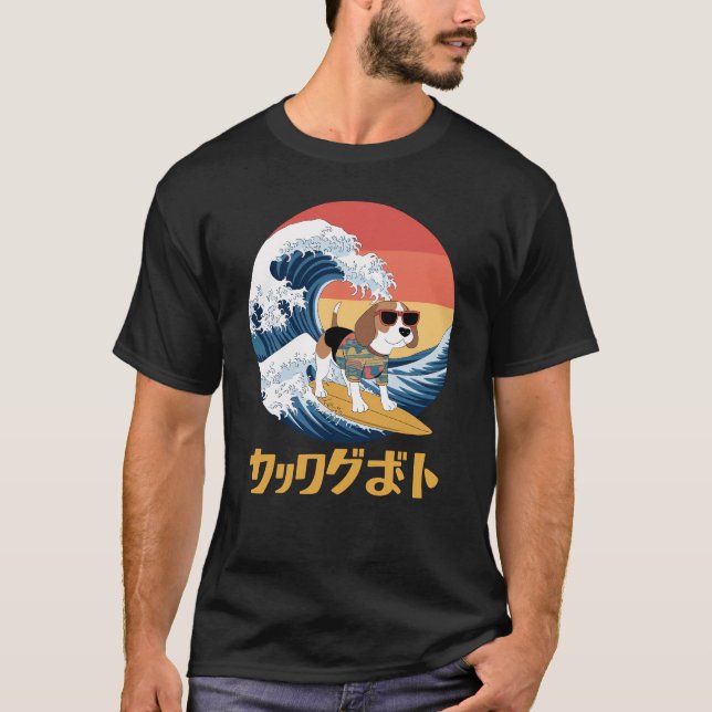 Funny Beagle Japanisch Kanagawa Wave Dog T-Shirt (Vorderseite)