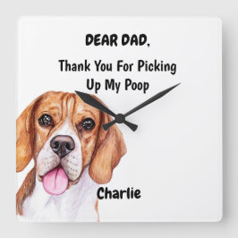 Funny Beagle Vater Watercolor Cappella Santa Maria Quadratische Wanduhr