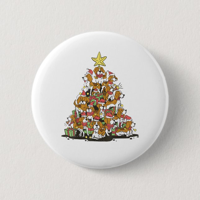 Funny Beagle Weihnachtsbaum für Beagle Hundeliebha Button (Vorderseite)