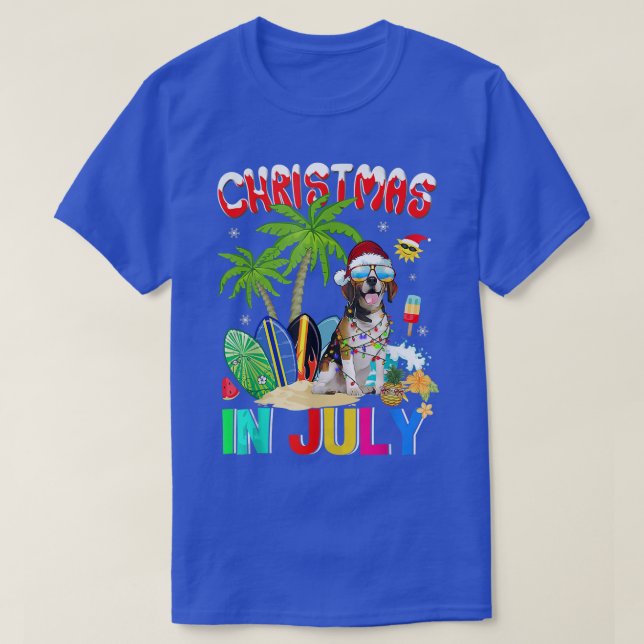 Funny Beagles in Santa Hat Sungasse Christmas In T-Shirt (Design vorne)