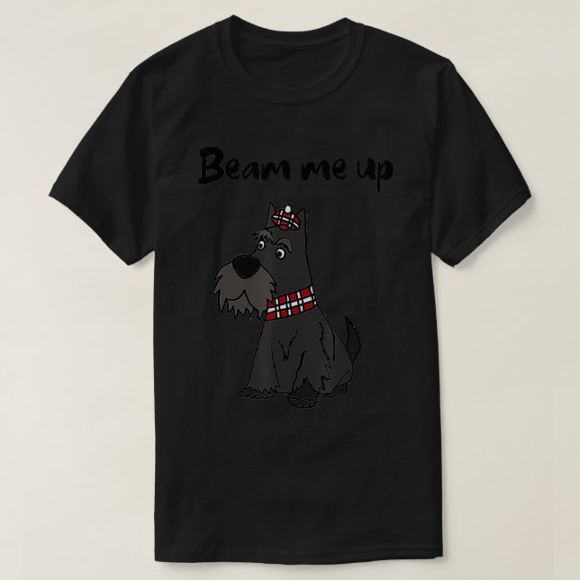 Funny Beam me up Scottie Dog Pun T-Shirt (Design vorne)