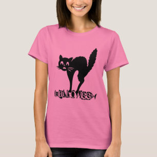Funny Beängstigend Black Cat Halloween Typografie T-Shirt