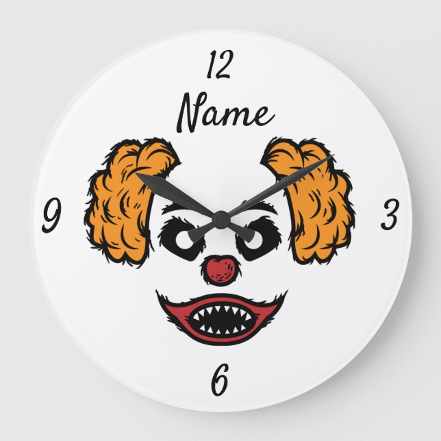 Funny Beängstigend Clown Thunder_Cove Große Wanduhr (Vorderseite)