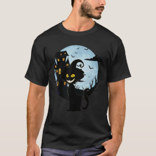 Funny Beängstigend Night Cat, Cat Black Halloween T-Shirt