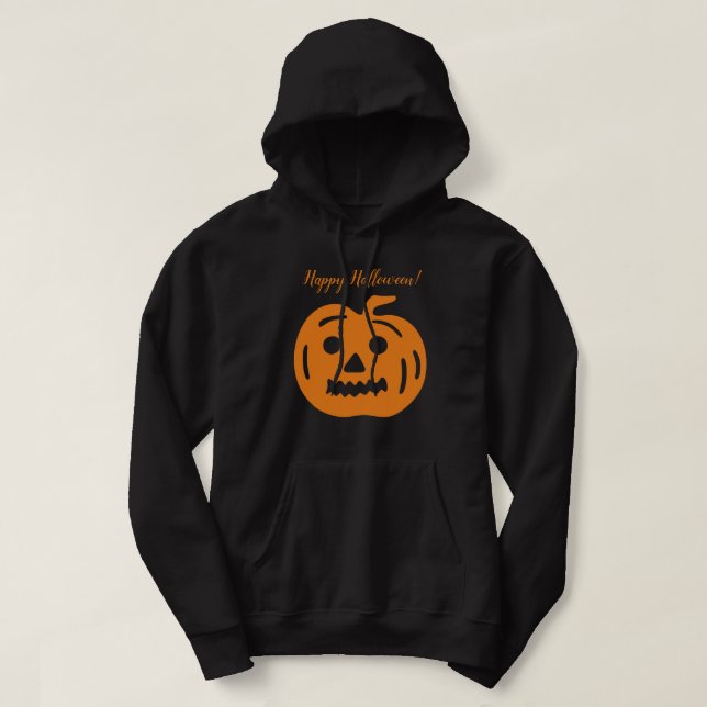 Funny Beängstigend Orange Halloween Pumpkin Hoodie (Design vorne)