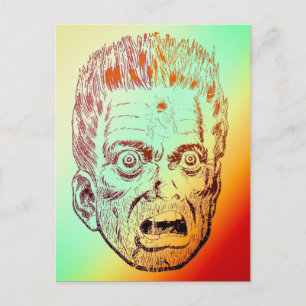 Funny Beängstigend Retro Halloween Face Comic Face Postkarte